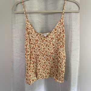 Reformation Floral Tank Top in Cream and Orange